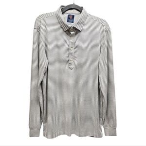 DONALD ROSS Men's Striped Gray Golf Shirt Size Medium Long Sleeve